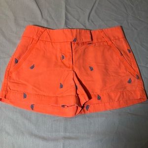 Jcrew chino shorts embroidered sailboats size 0